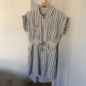 cotton : striped t-shirt button up dress